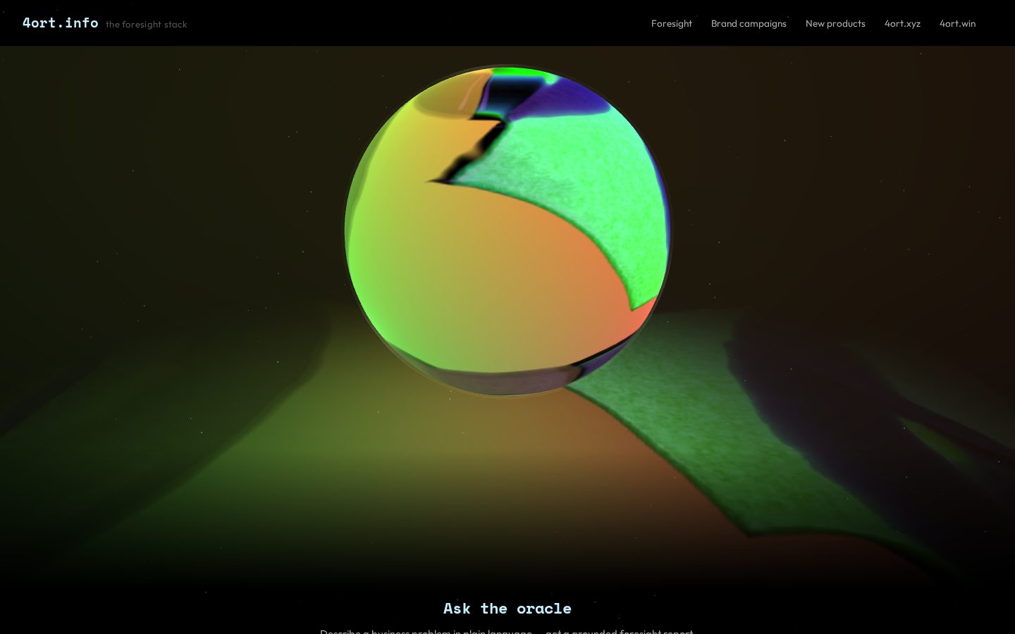 Live screenshot of 4ort.info: ask the oracle